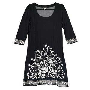 Ann Taylor Loft Dress Womens S Black‎ White Floral Whimsigoth Elegant Event Gala